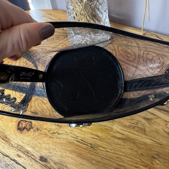 Chanel Camelia Flower Clear PVC Leather Crossbody Bucket Bag Authentic CoA - Picture 7 of 13